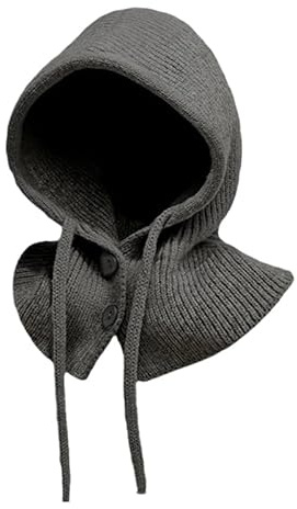 fdsmall Winter strickte Hüte Schals, 2 in 1 Slouchy Warm Kapuze Schal Hut Balaclava stricken Schädel Cap Beanie Hut verstellbar winddicht Hals warmer Unisex Schals & Wraps