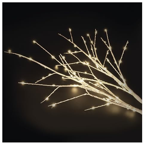 EMOS - LED-Birkenzweige, 2er Set - Birkenäste 2 Stück mit 100 LEDs, Warmweiß - 6/18h Timer, batteriebetrieben (3x AA), 0,5m Kabellänge - Lebensdauer 10000 Stunden - für Innen-/Außenbereich - Weiß