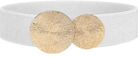 DIPZO Cinturón elástico mujer: cinturón ancho con hebilla dorada para vestidos, estilo vintage, ideal para dirndl y suéteres.