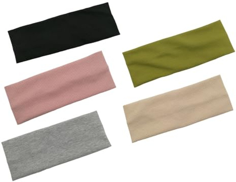 Alipis 5 Stück-Pack Yoga Stirnband aus Baumwolle Elastisches und Atmungsaktives Sport Haarband für Gesichtsreinigung und Make Up Praktisches für Yoga und Alltag
