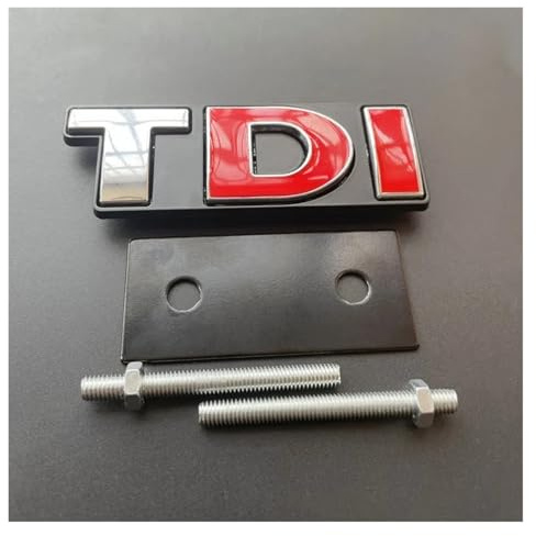 3D-Metall-Logo, TDI-Emblem, Auto-Frontgrill-Abzeichen, Heckkoffer-Aufkleber, kompatibel mit Golf 4 6 7 MK6 Zubehör(Grill Red DI)
