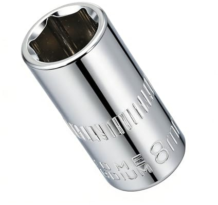 Youzzei 8mm 1/4 Inch Square Drive Socket, 6 Point 8mm Metric Socket CR-V | Chrome Vanadium Steel 8mm Socket, 6-Point Design, 1/4 Square Drive, For Auto Repair, Mechanical Maintenance DIY, Durable