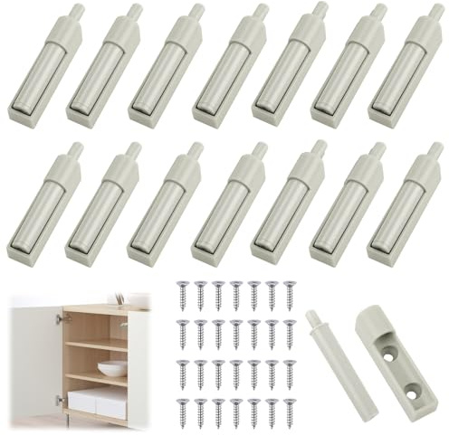 14 Pcs Soft Close Dampers, Push to Open Soft Door Closer with 28 Screws, Rubber Tip Easy Install One-Piece Damper for Kitchen Cabinets Wardrobe Furniture