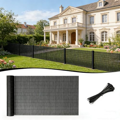 Ferzone Canisse PVC 180x500cm Brise Vue, Canisse PVC Corrosion Aux Intempéries, Brise Vue Balcon Renforcement, Canisses Anti-moisissure Résistant aux UV, Intimité pour Jardin Terrasse (Anthracite)