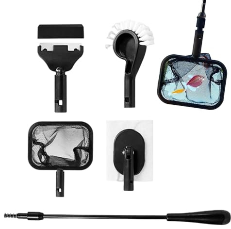 Aquarium Reinigungsset 4-in-1 Kies-Schaber-Bürste | Aquarium Reinigung Geeignet für das Salzwasser, das Süßwasser, den Heimgebrauch, Terrarium, Teich, die Garnele, die