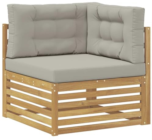 vidaXL Outdoor Ecksofa Massivholz Akazie Weiß, Elegante Balkonmöbel, modernes Gartendesign, widerstandsfähig, pflegeleicht, modulare Gestaltung