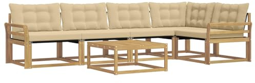 vidaXL Outdoor-Sofagarnitur 6 pcs Weiß und Beige 79 x 79 x 37 cm, Garten-Sofa, modernes Outdoor-Sofa, langlebige Terrasse, Chill-Lounge, stilvolle Komfort-Einheit zum Entspannen