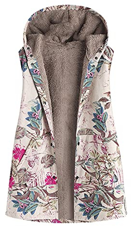 Flodxo Long Gilet for Women UK Fleece Lined Hooded Body Warmer Waistcoat | Winter Warm Sleeveless Jacket,Lightweight Open Front Cardigan,Fluffy Fuzzy Cosy Plush Coat,Thermal Thick Vest
