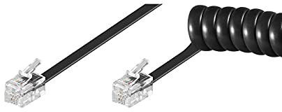 Goobay 68003 Cavo a spirale per cornetta telefonica; da spina RJ10 (4P4C) a spina RJ10 (4P4C); nero; 7 metri