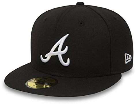 New Era Atlanta Braves MLB Black Base Black White 59Fifty Basecap - 7 1/2-60cm (XL)