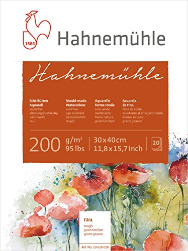 Hahnemühle Echt-Bütten Aquarellblock, 200 g/m², raue Oberfläche, 20 Blatt, 30x40cm