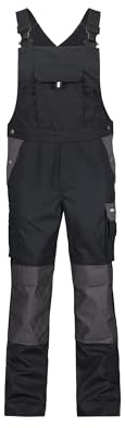 DASSY® Versailles Zweifarbige Arbeitslatzhose mit Kniepolstertaschen - Größe 66 - SCHWARZ/ZEMENTGRAU