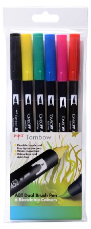 Tombow ABT Dual Pinselstifte, Grundfarben, 6 Stück
