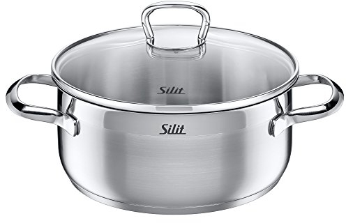 Silit Toskana Kochtopf klein 20cm, Glasdeckel, Bratentopf Induktion 2,5l, Edelstahl poliert, unbeschichtet