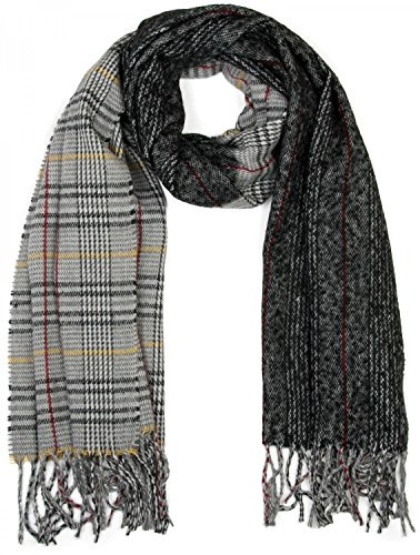 styleBREAKER Unisex Schal XXL Tartan Plaid Karo 71x188cm | Day and Night Design. elastisches Material. Fransen. winterfest. 2-3 mal wickelbar. weiche Haptik.
