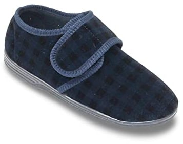 Chums Men's Touch Fasten Cord Texture Washable Slipper | Wider (G) Fitting Indoor Comfortable Footwear with Rubber Sole For Traction