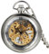 Avaner Vintage Taschenuhr für Herren Analog Handaufzugwerk Pocket Watch Durchsichtiges Ziffernblatt mit römischen Ziffern (Silber)