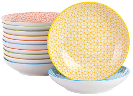 vancasso Natsuki Porzellan Suppenteller, 12 TLG. Tiefteller Set, Durchmesser 21,5 cm 700ml