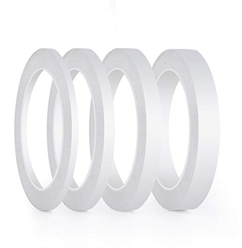 FEPITO 4 Rolls Doppelseitiges Klebeband Stark Papier für Handwerk Klasse Büro 25 Meter pro Rolle (Width: 6mm/ 9mm/ 12mm/ 15mm)