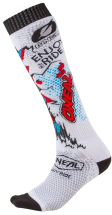 O'NEAL | Mountainbike Motocross Socken | MTB Downhill Freeride | Schweißabsorbierend, Verstärkter Fersen & Sohlenbereich | Pro MX Villain | Unisex | Erwachsene | Weiß | One Size