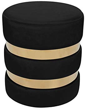 Hocker Novalie 210 Beistelltisch MDF Polyester Kiefernholz Samtbezug Rund Petrol