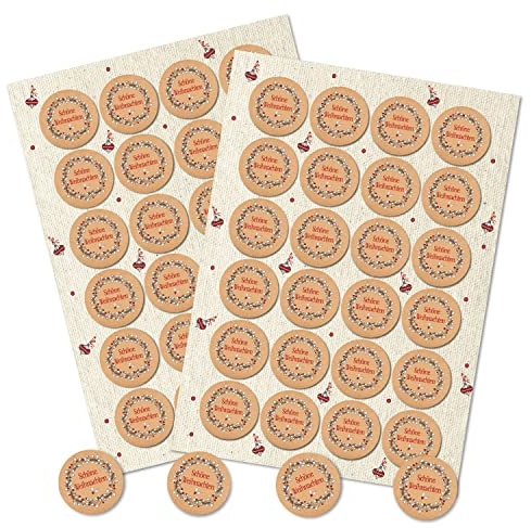 48 schöne Weihnachten Text Sticker Kraftpapier Aufkleber Geschenkaufkleber Kunden Mitarbeiter Kollegen Premium Made in Germany Logbuch-Verlag