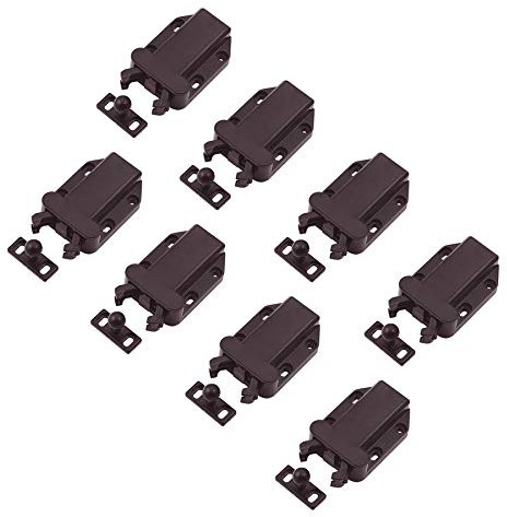 LIKERAINY Rollen Schnäpper Push to Open Türschnäpper Türriegel mit Touch-Entriegelung für Küche Schranktüren Schränke Zuhause Möbel Türverschluß Halte Verschluss Braun (8 Stück)
