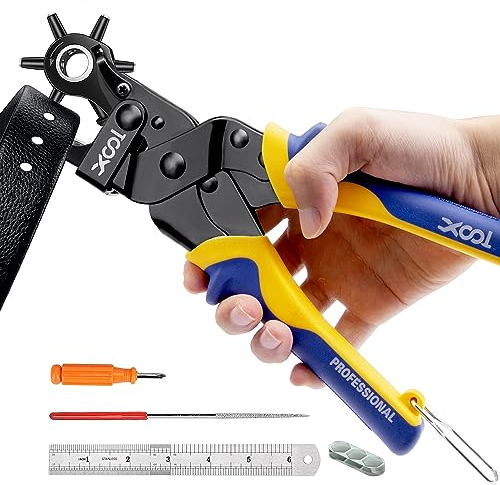 XOOL Pinza Fustellatrice Rotante, Pinza Buchi Cintura, Buca Cinture, Fustellatrice Cuoio, Fora Cintura per Cinture, Pelle, Braccialetti, Carte, Borse, ecc.