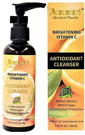 Vitamin C Cleanser for Face with Hyaluronic Acid Cleansing Facial Wash Cleanser Powerful Antioxidant Reduce Dark Spots & Skin Brightening Fine Lines & Wrinkles Face Cleanser for Acne Prone Skin