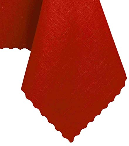 Elbrus Tischdecke Abwaschbares Tischtuch in Leinenoptik Schmutzabweisend & Wasserabweisend Fleckschutz Tischwäsche Tischdeko für Esstisch Küche Esszimmer oder Restaurant Rund 140cm Terracotta