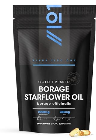 Cold Pressed Starflower Oil 1000mg - 90 softgels - Borage Oil Natural Source of Omega-6 (3 Month Supply)