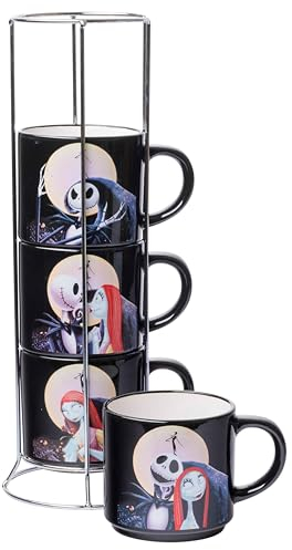 Silver Buffalo Nightmare Before Christmas Jack Sally Scene Keramikbecherstapel, 295 ml, 4er-Pack