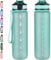 NAVTUE 1L Water Bottle with Straw, Sports Drinks Bottle with Time Markings, Leak Proof, Tritan BPA Free for School/Cycling/Running Mint Green