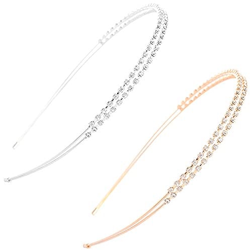 2 Pcs Star Rhinestone Hair Hoop Headband Exquisite Crystal Headbands Shiny Metal Hairband