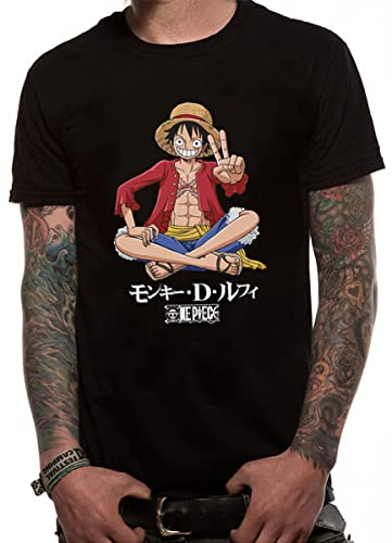 One Piece Official Licensed Merchandise Monkey D. Luffy Peace Unisex T-Shirt Tee (X-Large) Black