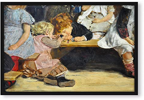 Pixxprint Max Liebermann - Kleinkinderschule in Amsterdam, Poster im Bilderrahmen, Format: 80x60cm, Kunstdruck gerahmt
