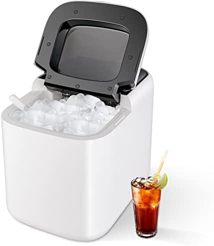 GOPLUS Machine à Glaçons 15 KG en 24 H, 2 Tailles de Glaçons, 9 Glaçons par 6-8 Min, Machine à Glaçons avec Panneau de Commande et Auto-Nettoyage, pour Maison, Café, 40 x 28 x 34,5 cm, Blanc