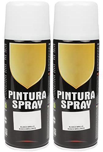 Etrexonline Pintura Spray Multicolor Profesional 400ml Adecuado Metal Madera y Plástico - Color Blanco Brillo (Paquete de 2)