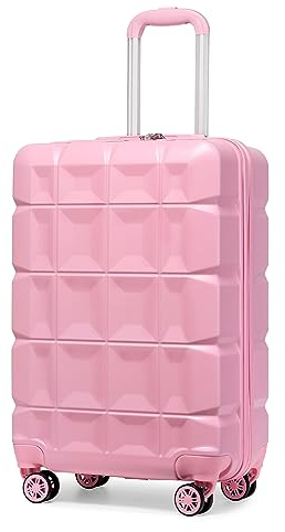 KONO Handgepäck Koffer Trolley Handgepäck 54cm Zwillingsrollen ABS Hartschalenkoffer Reisekoffer mit TSA Schloss 4 Rollen, 54x34x22cm (Koffer Handgepäck, Rosa)