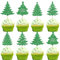 SYKYCTCY 24 Pack Christmas Tree Cupcake Toppers with Star Glitter Christmas Tree Cupcake Picks Merry Christmas Theme Cake Decorations for Christmas New Year Holiday Baby Shower Kids Birthday Party