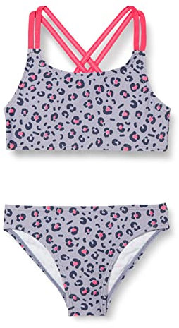 Playshoes Mädchen Uv-schutz Bikini Badeanzug Schwimmanzug Badebekleidung, Grau Leo, 122-128 EU