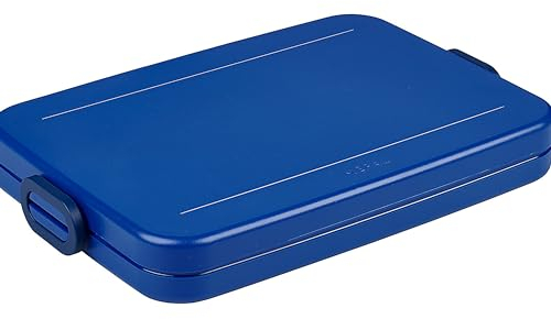Mepal Brotdose Flat – Brotdose To Go - Lunchbox für 4 Brotscheiben - Meal Prep Box - Brotdose Erwachsene - Essenbox mit Unterteilung - Vivid blue