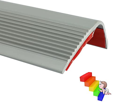 Stair Edge Protector, L-Shape Step Edge Trim Strips, Self Adhesive Stair Anti Slip Nosing,2 Meters Length PVC Rubber Angle Step Edge,Waterproof Wear Resistant Stair Edge Nose Trim for Stair Steps