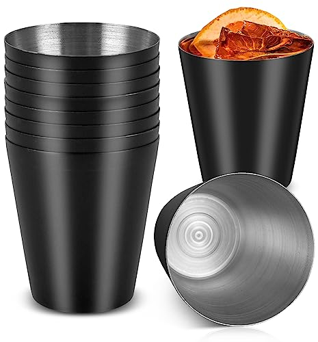 Set of 12 Stainless Steel Cups Schnapps Black 30 ml Shot Glasses Set Shot Cups Drinking Cups Set Hip Flask Portable for Tasting Parties