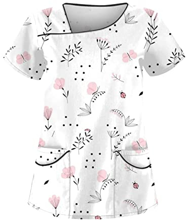 Kasack Damen Berufskleidung Kassaks Frauen Krankenschwester Oberteil Kasacks Damen Pflege Nurse Uniformen Nurse Uniform Women Kasaks Altenpflege Damen Pflegekasacks Damen(3-Black,4XL)