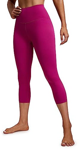 CRZ YOGA Butterluxe Damen High Waist 3/4 Leggings Capri Blickdicht Sport Yoga Fitness Sommer Sporthose - 53cm Magenta Violett 44