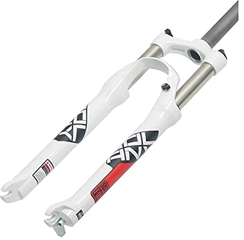 ZECHAO Fourche De Suspension d'air De VTT, Tube Droite Contrôle des Épaules 24 Pouces Axe: 9mm Course 100mm Freins À Disque Accessoires De Vélo Fourches Avant Vélo (Color : White Red, Size : 24inch