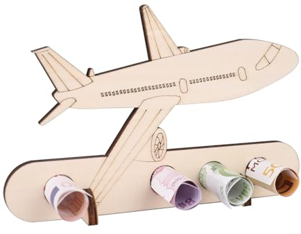 ENLACE Flugzeug Geldgeschenk aus Holz - Geschenk für Geburtstag, Reise, Flitterwochen - Für Familie, Liebhaber, Freunde
