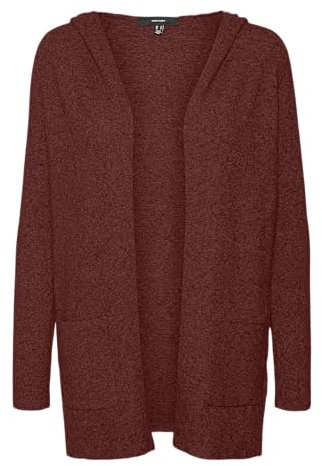 VERO MODA Damen VMDOFFY LS Open Hood Cardigan GA NO 10235948, Fired Brick/Melange, M