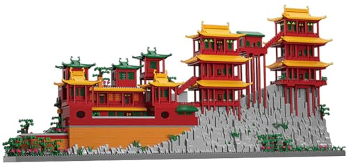 TzFioy Hanging Temple Shanxi China Micro Brick Building Set (6183 Pieces) – Landmark Model Oriental Architecture Educational Toy Gift for Kids and Adults